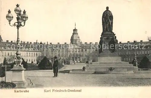AK / Ansichtskarte Karlsruhe_Baden Karl Friedrich Denkmal Karlsruhe_Baden