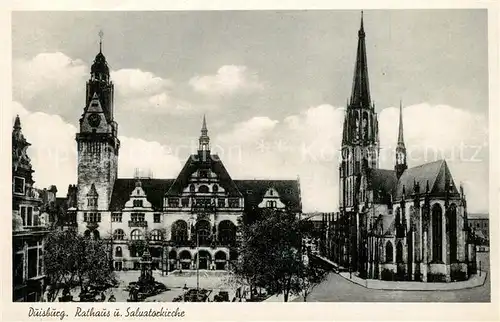 AK / Ansichtskarte Duisburg_Ruhr Rathaus Salvatorkirche Duisburg Ruhr
