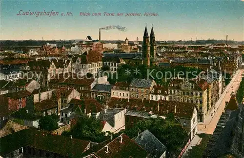 AK / Ansichtskarte Ludwigshafen_Rhein Panorama Blick vom Turm der protestantischen Kirche Ludwigshafen Rhein