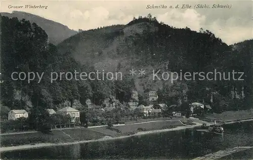 AK / Ansichtskarte Schmilka Blick ueber die Elbe Grosser Winterberg Schmilka