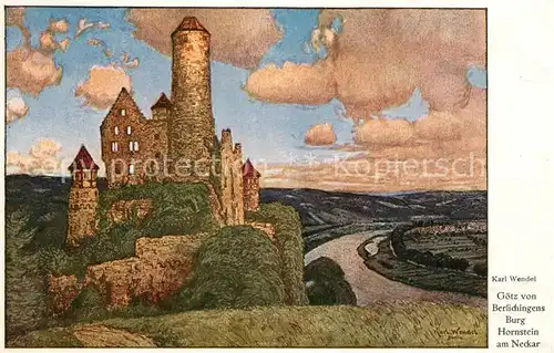 AK / Ansichtskarte Neckarzimmern Goetz von Berlichingens Burg Hornstein am Neckar Wendel Kuenstlerkarte Serie Heimatbilder Deutscher Kunst Neckarzimmern