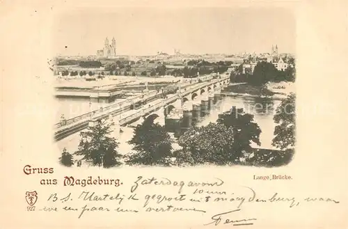 AK / Ansichtskarte Magdeburg Lange Bruecke ueber die Elbe Magdeburg