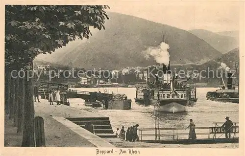 AK / Ansichtskarte Boppard_Rhein Partie am Rhein Bootsanleger Dampfer Boppard Rhein