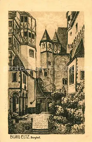 AK / Ansichtskarte Burg_Eltz Burghof Kuenstlerkarte Burg_Eltz