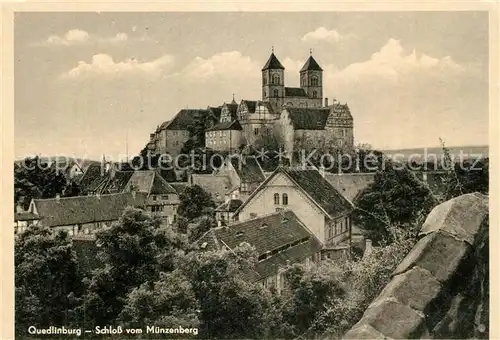 AK / Ansichtskarte Quedlinburg Schloss vom Muenzenberg Quedlinburg