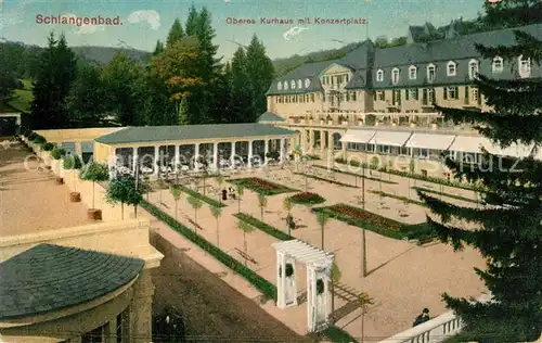 AK / Ansichtskarte Schlangenbad_Taunus Oberes Kurhaus mit Konzertplatz Schlangenbad_Taunus