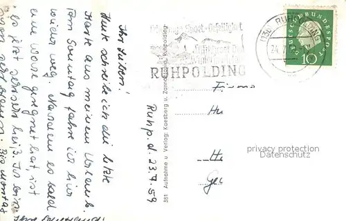 AK / Ansichtskarte Ruhpolding Gesamtansicht mit Alpenpanorama Rauschberggipfel Schwimmbad Kurhaus Ruhpolding