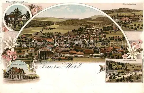 AK / Ansichtskarte Worb_BE Haushaltungsschule Ruettihubelbad Panorama Bahnhof Engisteinbad Worb_BE