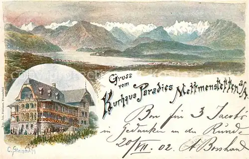 AK / Ansichtskarte Mettmenstetten Panorama Kurhaus Paradies Mettmenstetten