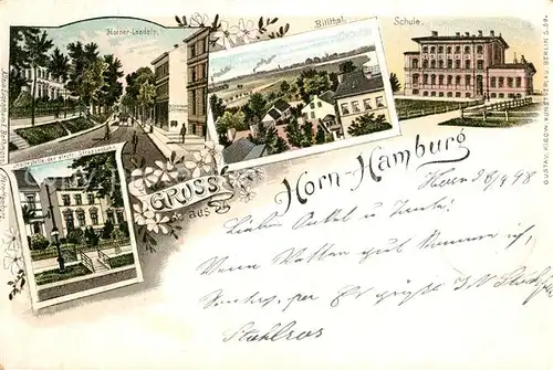 AK / Ansichtskarte Horn_Hamburg Horner Landstr Billthal Schule Haltestelle der Strassenbahn Horn Hamburg