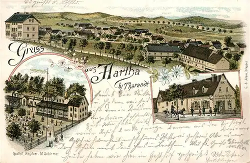 AK / Ansichtskarte Hartha_Tharandt Panorama Gasthof Kaufladen Hartha Tharandt