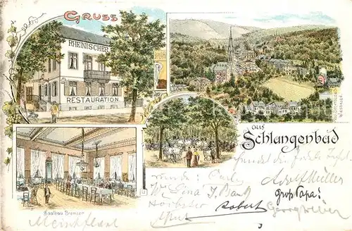 AK / Ansichtskarte Schlangenbad_Taunus Rheinischer Hof Saalbau Bremser Panorama Schlangenbad_Taunus