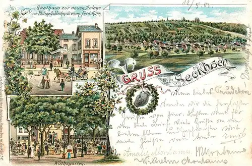 AK / Ansichtskarte Seckbach Gasthaus zur neuen Anlage Panorama Wirthsgarten Seckbach