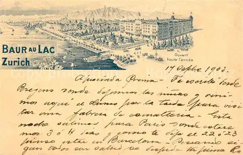 AK / Ansichtskarte Zuerich_ZH Baur au Lac  Zuerich_ZH