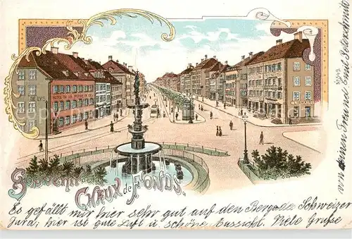 AK / Ansichtskarte La_Chaux de Fonds Strassenpartie Brunnen La_Chaux de Fonds