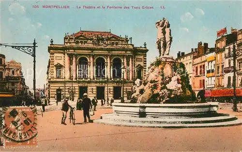 AK / Ansichtskarte Montpellier_Herault Theatre Fontaine des Trois Graces  Montpellier Herault