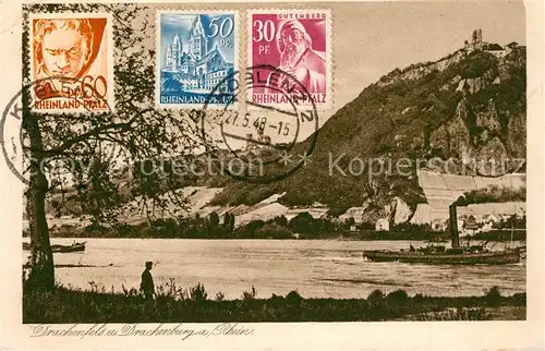 AK / Ansichtskarte Drachenfels mit Drachenburg Rhein Drachenfels