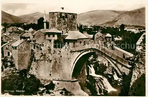 AK / Ansichtskarte Mostar_Moctap alte Steinbr?cke Mostar_Moctap