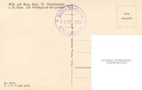 AK / Ansichtskarte Goarshausen_St Burg Katz Sankt Goar Lorelei Goarshausen_St