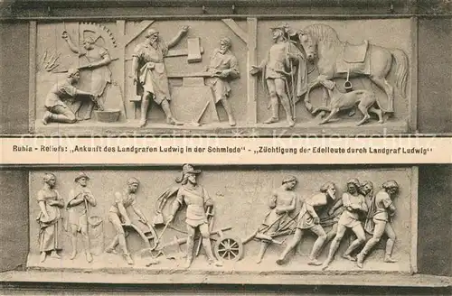 AK / Ansichtskarte Ruhla Reliefs Ankunft Landgraf Ludwig in der Schmide Zuechtigung der Edelleute  Ruhla