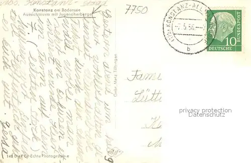 AK / Ansichtskarte Konstanz_Bodensee Aussichtsturm Jugendherberge Konstanz_Bodensee