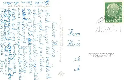 AK / Ansichtskarte Andernach Im Schlossarten Schlossruine Andernach