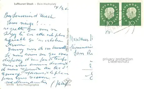 AK / Ansichtskarte Urach_Bad Marktplatz Urach_Bad