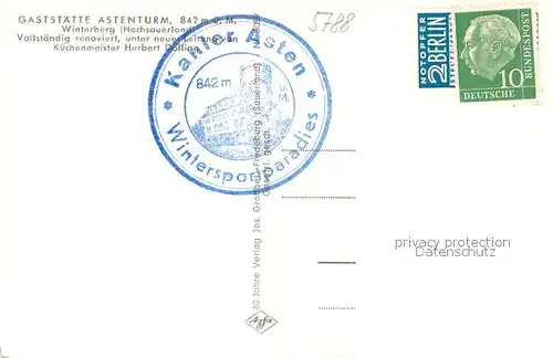 AK / Ansichtskarte Winterberg_Hochsauerland Gaststaette Astenturm Winterberg_Hochsauerland