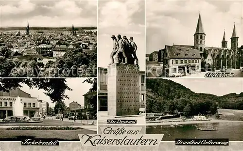 AK / Ansichtskarte Kaiserslautern Fackelrondell Strandbad Gelterswoog 23er Denkmal Stiftskirche Kaiserslautern