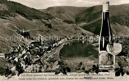 AK / Ansichtskarte Zell_Mosel Panorama Der Wein gewuerzt mit Frohsinn Zell_Mosel