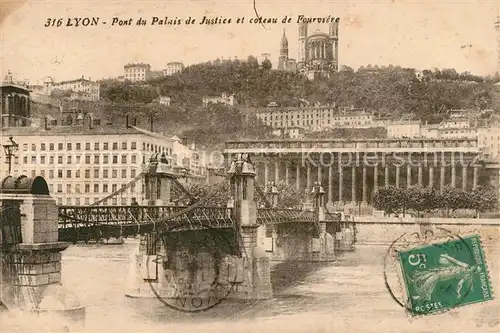 AK / Ansichtskarte Lyon_France Pont du Palais de Justice Coteau de Fourviere Lyon France
