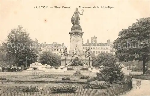 AK / Ansichtskarte Lyon_France Place Carnot Monument de la Republique  Lyon France