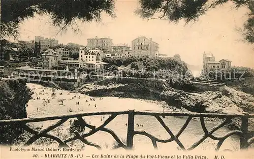 AK / Ansichtskarte Biarritz_Pyrenees_Atlantiques Les Bains de la Plage Port Billa Belza Biarritz_Pyrenees
