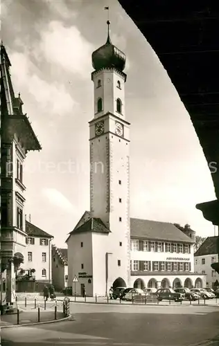 AK / Ansichtskarte Isny_Allgaeu Marktplatz Blaeserturm Isny Allgaeu