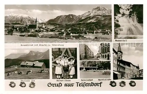 AK / Ansichtskarte Teisendorf_Oberbayern Staufen Vatersberg Wasserfall Stoisser Alm Heimattaenze Teisendorf Oberbayern