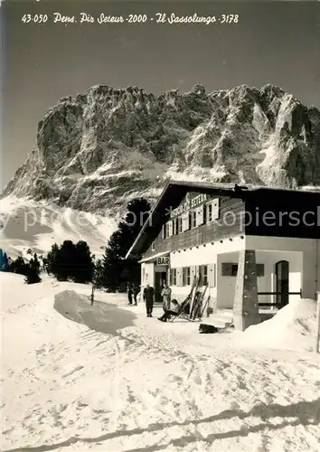 AK / Ansichtskarte Sassolungo_Langkofel Pension Piz Seteur Winter Sassolungo_Langkofel