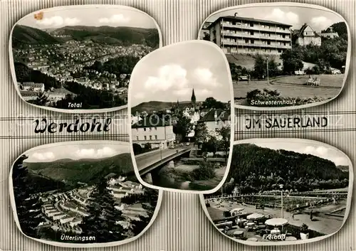 AK / Ansichtskarte Werdohl Schwesternhaus uetterlingsen Freibad Panorama Werdohl