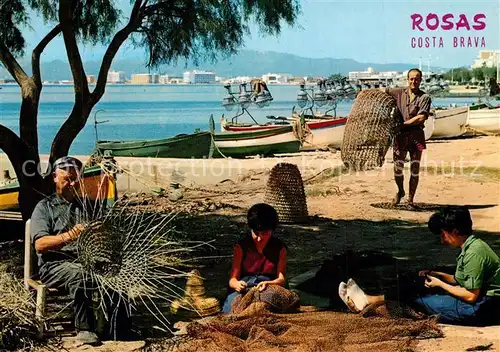 AK / Ansichtskarte Rosas_Costa_Brava_Cataluna Fischernetze und K?rbe Rosas_Costa