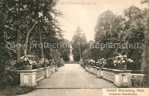 AK / Ansichtskarte Rheinsberg Schloss Rheinsberg Parkpartie Billardbruecke Rheinsberg