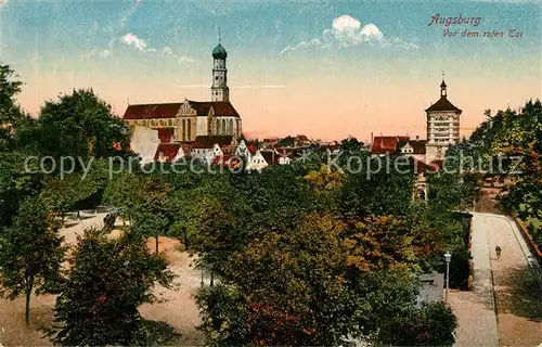 AK / Ansichtskarte Augsburg Partie vor dem roten Tor Kirche Augsburg