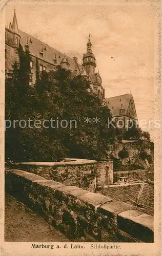 AK / Ansichtskarte Marburg_Lahn Partie am Schloss Marburg_Lahn