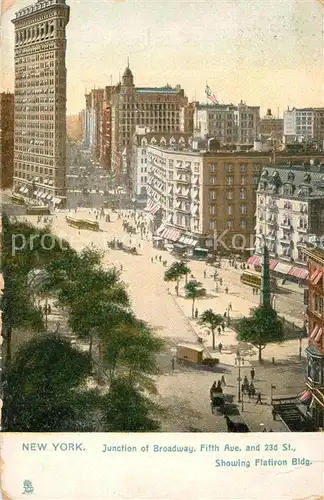 AK / Ansichtskarte New_York_City Junction of Broadway Showing Flatiron Bldg New_York_City