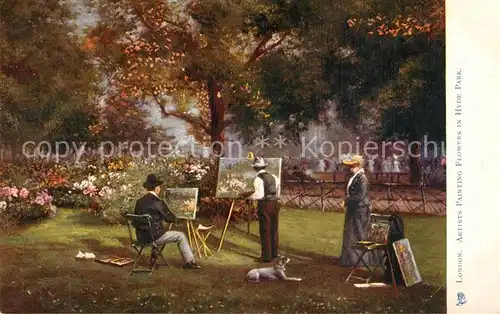 AK / Ansichtskarte London Artists Painting Flowers in Hyde Park London