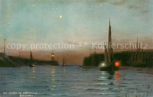 AK / Ansichtskarte Boulogne sur Mer Les Jetees au Crepuscule Boulogne sur Mer