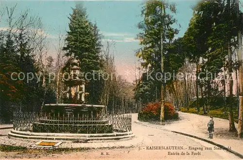 AK / Ansichtskarte Kaiserslautern Eingang zum Stadtwald Brunnen Entree de la Foret Kaiserslautern