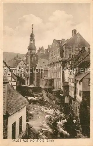 AK / Ansichtskarte Montjoie_Monschau Altstadt Haeuserpartie an der Rur Kirche Montjoie Monschau