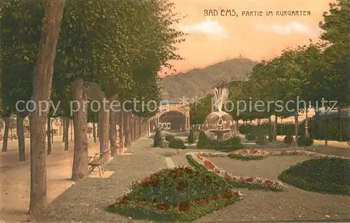 AK / Ansichtskarte Bad_Ems Partie im Kurgarten Bad_Ems