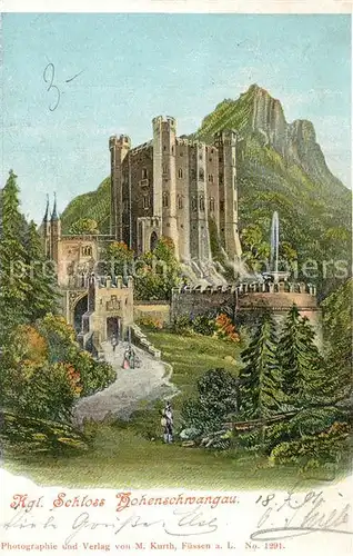 AK / Ansichtskarte Hohenschwangau Koenigliches Schloss Kuenstlerkarte Hohenschwangau
