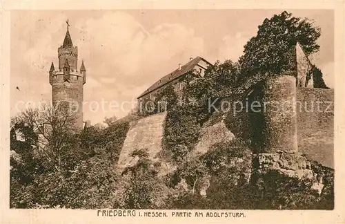 AK / Ansichtskarte Friedberg_Hessen Partie am Adolfsturm Stadtmauer Soldatenbrief Friedberg Hessen