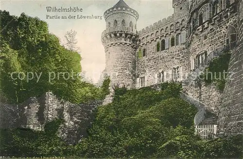 AK / Ansichtskarte Wilhelmshoehe_Kassel Partie an der Loewenburg Wilhelmshoehe Kassel